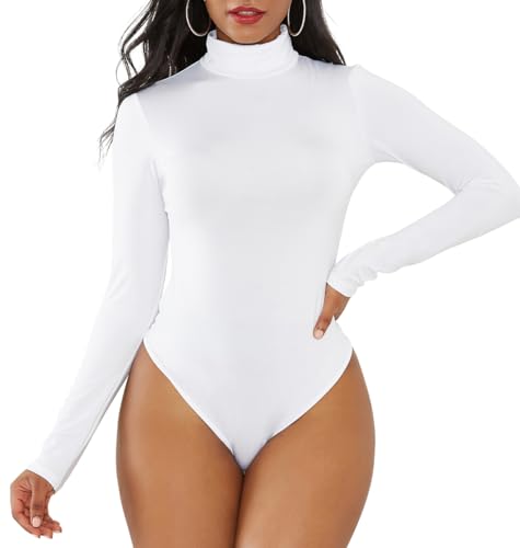 SHEKINI Damen Body Elegant Rollkragenpullover Langarm Bodysuit Shapewear mit Rollkragen Stehkragen Bauchweg Formende Langarmshirt Oberteil Casual Winter Unterziehbody von SHEKINI