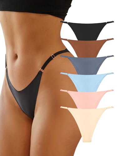 SHEKINI Damen Brazilian Slip Unterwäsche Set Sport Unterhose Hipster Panties Mehrpack Bequem Dessous Frauen Unsichtbarer Panties 6er Pack XS-L von SHEKINI