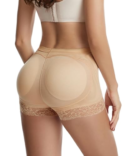 SHEKINI Damen Butt Lifter Po Push Up mit 2 Herausnehmbarer Hüfte Pads Miederslips Spitze Shaping Unterhose Hip Enhancer Shapewear von SHEKINI
