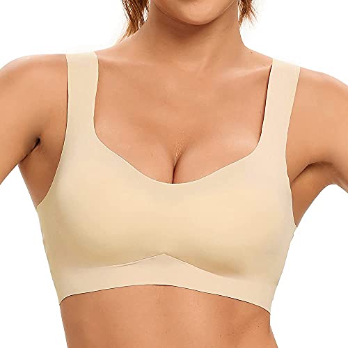 SHEKINI Damen Sport BH Comfort Weicher Bügelloser Schlaf-BH ohne Bügel Nahtlos Yoga Bustier Top mit Abnehmbare Gepolstert Cup für Fitness Lauf Joggen von SHEKINI