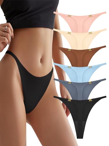 SHEKINI Damen G String Tangas für Frauen Tanga Unterwäsche Low Rise Nahtlos Slips Höschen Geschenk 6er-Pack XS-L von SHEKINI