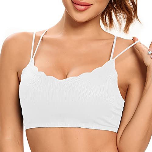 SHEKINI Damen Gepolstert Bustier BH Nahtlos Ohne Bügel Spaghettiträger Cross Back Design Push up BH Sport Bra Top für Yoga Fitness Schlaf-BH von SHEKINI