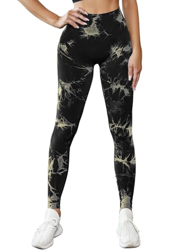 SHEKINI Damen Gym Leggings Sport Booty Scrunch Butt High Waist Tie Dye Seamless Yoga Hosen für Fitness Gym Workout von SHEKINI