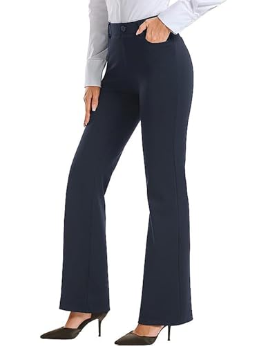 SHEKINI Damen Hose Gerade Stretch Hose Bootcut Hohe Taille Business Elegante Arbeitshose mit Taschen Stoffhose Anzughose Schlaghose von SHEKINI