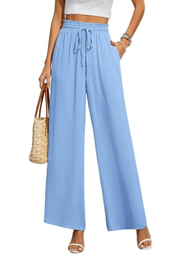 SHEKINI Damen Hose Weite Hosen Lässig Gerade Stoffhose Lose Palazzo Hose Hohe Taille Lounge Hose mit Taschen Freizeithose SHEKINI Damen Hose Weite Hosen Lässig Gerade Stoffhose Lose Palazzo Hose Hohe Taille Lounge Hose mit Taschen Freizeithose von SHEKINI
