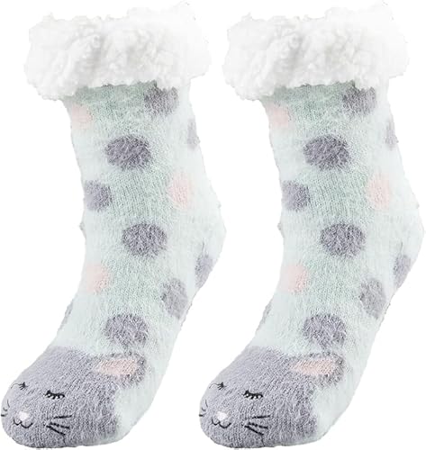 SHEKINI Damen Hüttensocken Kuschelsocken,Wintersocken Stoppersocken Thermosocken Flauschige Socken,Bettsocken für Frauen und Mädchen Gefütterte Haussocken Rutschsichere Premium Dicke Winter Warm 35-40 von SHEKINI