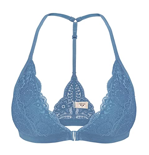 SHEKINI Damen Mädchen BH mit Verschluss vorne, Spitzen Racerback Spitzen BH Triangel Bralette Padded Unterwäsch Bustier Crop Dessous Bügelloser Bralette Top von SHEKINI