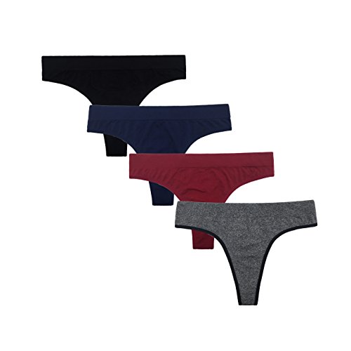 SHEKINI Damen Nahtlos Tanga String Sportslips Unterwäsche Unterhose Panties Slip Breit Bund 4er Paket (Large, Farbe C) von SHEKINI