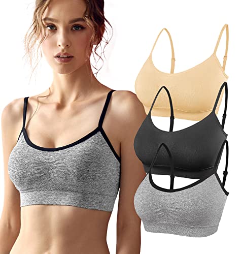 SHEKINI Damen Nahtlose Komfort Gepolsterter BH Bustier Push up Ohne Bügel Sports BH Yoga Stretch Yoga Bra Top 3er Pack (M/L,E-6005) von SHEKINI