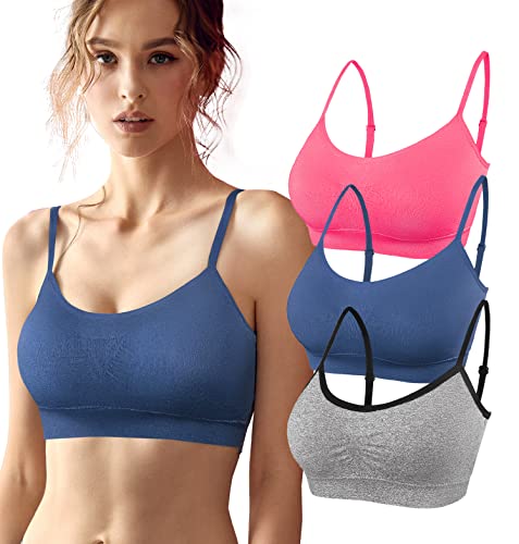 SHEKINI Damen Nahtlose Komfort Gepolsterter BH Bustier Push up Ohne Bügel Sports BH Yoga Stretch Yoga Bra Top 3er Pack (XL,D-6005) von SHEKINI