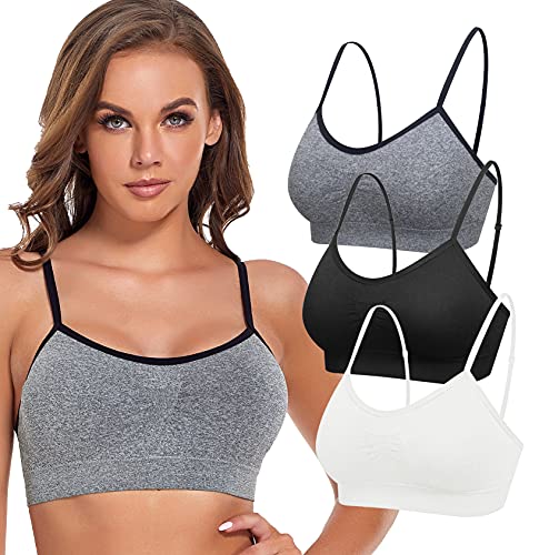 SHEKINI Damen Nahtlose Komfort Gepolsterte Bra Armband BH Bustier Push up Yoga Stretch Ohne Bügel Light Sports BH Yoga Bra Top für Yoga Fitness-Training 3er Pack von SHEKINI