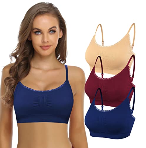 SHEKINI BH Damen Ohne Bügel Push Up BH Set Frauen Sexy Bustier Bralette Sport BH Nahtloser Abnehmbare Gepolstert BH Yoga Bra Top Fitnesstraining 3er Pack von SHEKINI