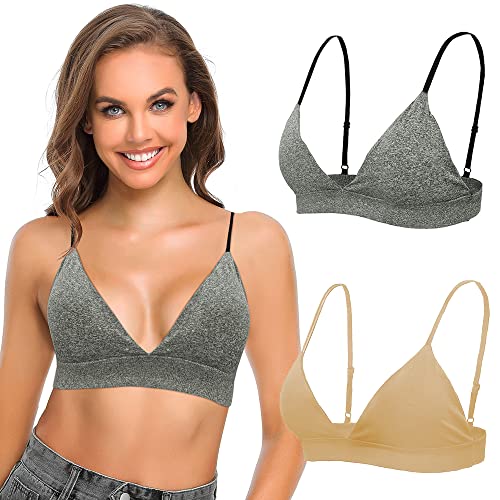 SHEKINI BH Damen Ohne Bügel Push Up BH Set Frauen Sexy Bustier Bralette Sport BH Nahtloser mit Abnehmbare Gepolstert BH Rückenfrei Tiefer Ausschnitt Sexy Unterwäsche 2er Pack von SHEKINI