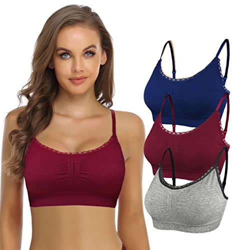 SHEKINI BH Damen Ohne Bügel Push Up BH Set Frauen Sexy Bustier Bralette Sport BH Nahtloser Abnehmbare Gepolstert BH Yoga Bra Top Fitnesstraining 3er Pack von SHEKINI