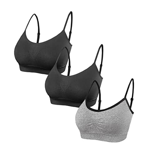 SHEKINI Damen Nahtlose Komfort Gepolsterter BH Bustier Push up Ohne Bügel Sports BH Yoga Stretch Yoga Bra Top 3er Pack (M/L,F-6005) von SHEKINI