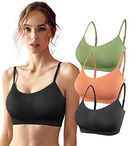 SHEKINI Damen Nahtlose Komfort Gepolsterter BH Bustier Push up Ohne Bügel Sports BH Yoga Stretch Yoga Bra Top 3er Pack (M/L,G-6005) von SHEKINI