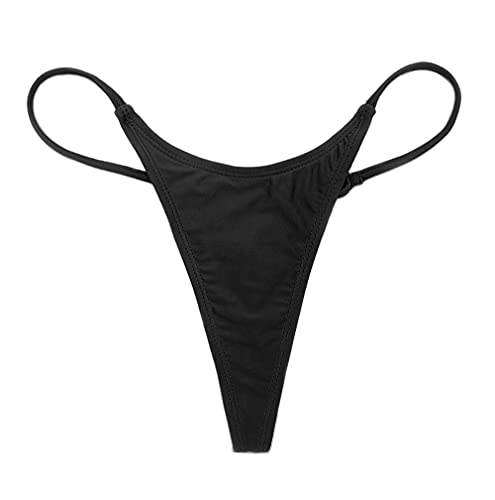 SHEKINI Damen Niedrige Taille String Tanga Charmant Brasilianer Bikinihose Sexy Chic Thong Bikini Unterteil Badehose Schwarz Bademode（L, Schwarz A） von SHEKINI