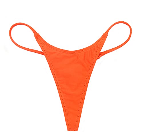 SHEKINI Damen Niedrige Taille String Tanga Charmant Brasilianer Bikinihose Sexy Chic Thong Bikini Unterteil Badehose Schwarz Bademode（S, Fluoreszierendes Orange A） von SHEKINI