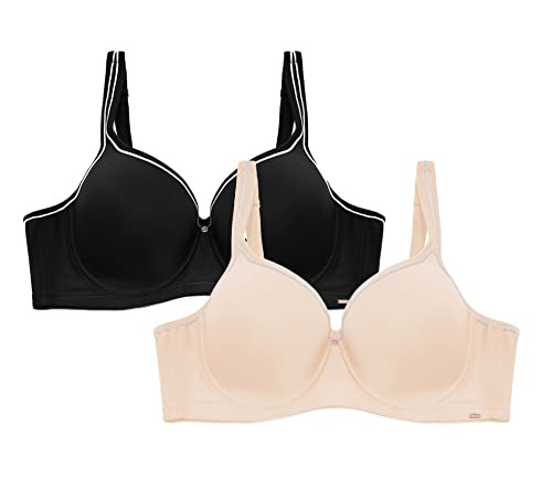 SHEKINI BH mit Bügel Klassische T-Shirt BHS für Damen Soft Bra 2er Pack von SHEKINI