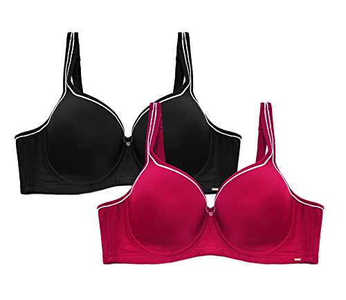 SHEKINI BH mit Bügel Klassische T-Shirt BHS für Damen Soft Bra 2er Pack von SHEKINI