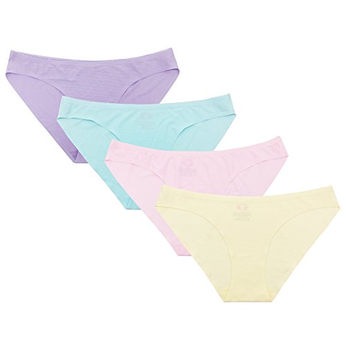 SHEKINI Damen Spitze Panties Slip Höschen Unterhose Hipster Kurze Hose Unterhöschen Soft Nahtlos 4er Paket (Large, Farbe B) von SHEKINI