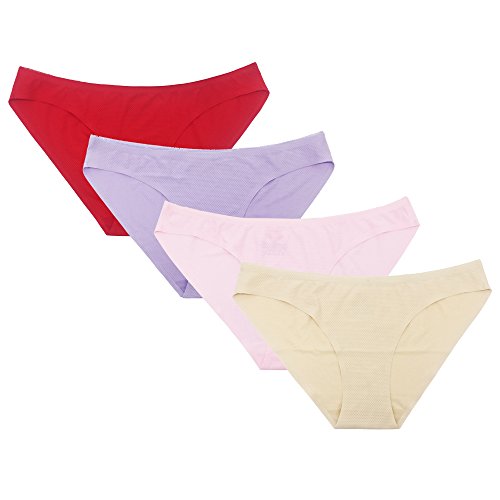 SHEKINI Damen Spitze Panties Slip Höschen Unterhose Hipster Kurze Hose Unterhöschen Soft Nahtlos 4er Paket (X-Large, Farbe D) von SHEKINI