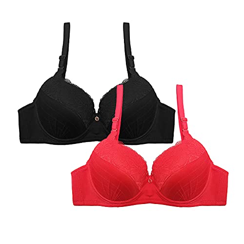 SHEKINI Damen-BHS Push up T-Shirt Bra BH Damen Bügel Regulierbare Träger Nicht Gepolsterter Bustier Damen 3 Haken 2er Pack(A,85C) von SHEKINI