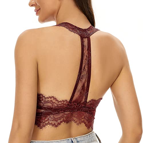 SHEKINI BH Damen Ohne Bügel Bralette Damen Spitze Abnehmbare Gepolstert BH Rückenfrei Tiefer Ausschnitt Neckholder Bra Oberteile Top Sexy Unterwäsche Dessous von SHEKINI