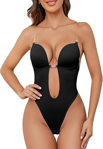 SHEKINI Shapewear Damen Rückenfreier Body Shaper Tiefer V-Ausschnitt BH Rückenfrei Push Up Tanga Shaping Bodysuit Taillenformer Formende Bodys Figurformender Miederbody Brautkleider SHEKINI Shapewear Damen Rückenfreier Body Shaper Tiefer V-Ausschnitt BH Rückenfrei Push Up Tanga Shaping Bodysuit Taillenformer Formende Bodys Figurformender Miederbody Brautkleider von SHEKINI