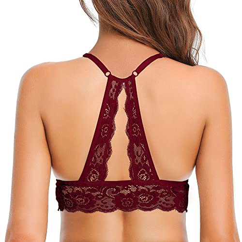 SHEKINI Bralette Damen Spitze BH ohne Bügel Triangel-BH mit Abnehmbare Gepolstert Bustier Racerback BH Sexy Unterwäsche von SHEKINI