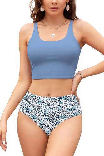 SHEKINI Damen Tankini Set Zweiteiliger Bauchweg Bademode Badeanzug Tankinioberteil und Hoher Taille Badehose Badebekleidung Beachwear SHEKINI Damen Tankini Set Zweiteiliger Bauchweg Bademode Badeanzug Tankinioberteil und Hoher Taille Badehose Badebekleidung Beachwear von SHEKINI