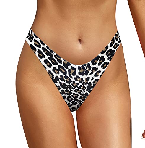 SHEKINI Damen U-Schnitt Bikinihose Hoher Beinausschnitt Brasilianische Schwimmhose Niedrige Taille, leopard, S von SHEKINI