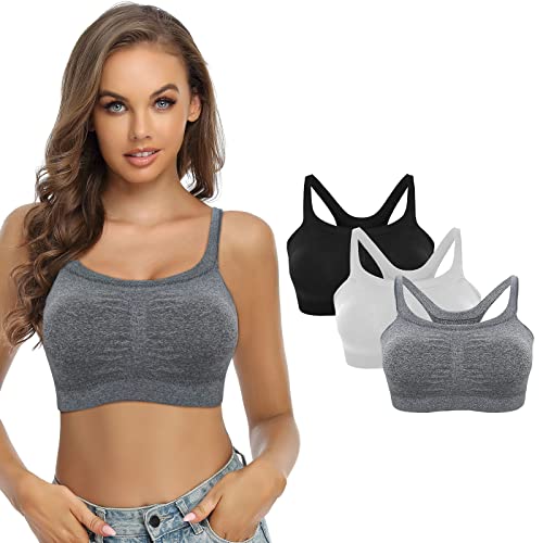 SHEKINI Damen-BHS Push up BH ohne Bügel Stretch Bustier Damen Sports BH Nahtlose mit Gepolstert für Yoga Fitness Training 3er Pack von SHEKINI