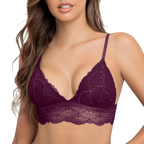 SHEKINI Elegant Bralette Damen Spitze BH ohne Bügel Triangel Spitzen BH Sexy Bustier Gepolsterter Longline Bra Blumen 2 Haken SHEKINI Elegant Bralette Damen Spitze BH ohne Bügel Triangel Spitzen BH Sexy Bustier Gepolsterter Longline Bra Blumen 2 Haken von SHEKINI