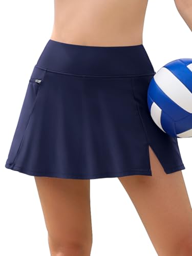 SHEKINI Bikinihosen Für Damen Reißverschluss Taschen Bikini Rock Schwimmrock Hoch Taillierte Baderock Seite Split Schwimmrock von SHEKINI