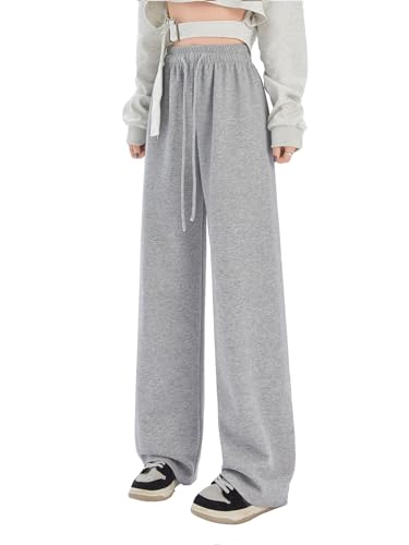 SHEKINI Jogginghose Damen Lang Palazzo Weite Hose Trainingshose Freizeithose mit Kordelzug Lockere Hosen Jogger Hausehose Geradem Bein Elegant von SHEKINI