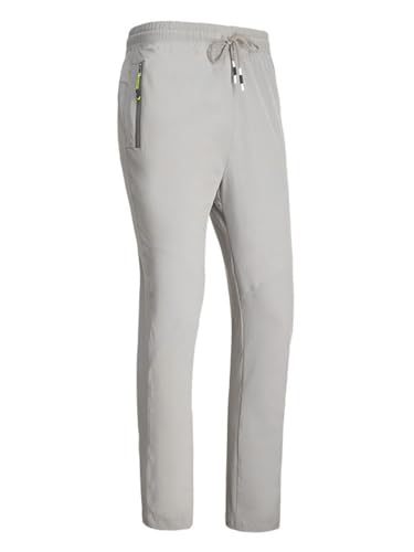 SHEKINI Jogginghose Unisex Traininghose Sporthose Freizeithose mit Reißverschlusstaschen, Elastische Taille 4 Way Stretch Jogger Laufhose Outdoor Hosen(Grau,XL) von SHEKINI