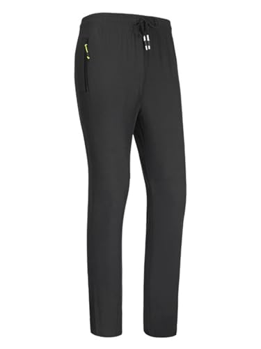SHEKINI Jogginghose Unisex Traininghose Sporthose Freizeithose mit Reißverschlusstaschen, Elastische Taille 4 Way Stretch Jogger Laufhose Outdoor Hosen(Schwarz,3XL) von SHEKINI