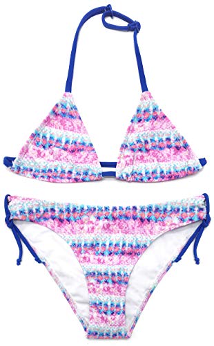 SHEKINI Mädchen Bikini Set Verstellbarer Spaghettiträgern Triangel Bikinioberteil Süß Gedruckt Zweiteiliger Badeanzug Kinder für 6-14 Jahre (12-14 Jahre, Königsblau) von SHEKINI