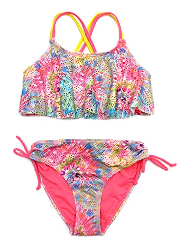 SHEKINI Mädchen Zweiteiler Bikini Badeanzug Rückenfrei Kinder Teenager Süß Bademode Cutout Mädchen Badebekleidung Schwimmanzug Tankini Set (6-8 Jahre,Rosa D) von SHEKINI