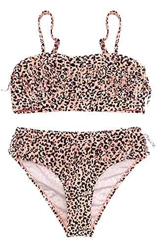 SHEKINI Mädchen Zweiteilige Badebekleidung Chic Quasten Dekoration Bandeau Bikini Oberteil Bikini Set Triangel Bikinihose Badeanzug Sommer für 6-14 Jahre(8-10 Jahre,Orange) von SHEKINI