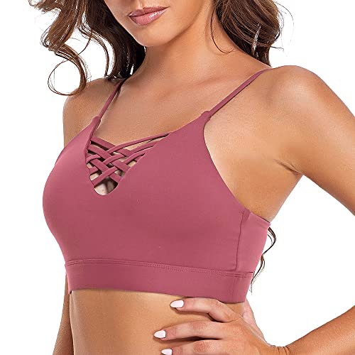 SHEKINI Sport BH Push up Bustier Damen Rücken Verkreuzt ohne Bügel Yoga Sport-BHS Atmungsaktiv Schock mit Gepolstert Fitness Lauf Yoga Bra von SHEKINI