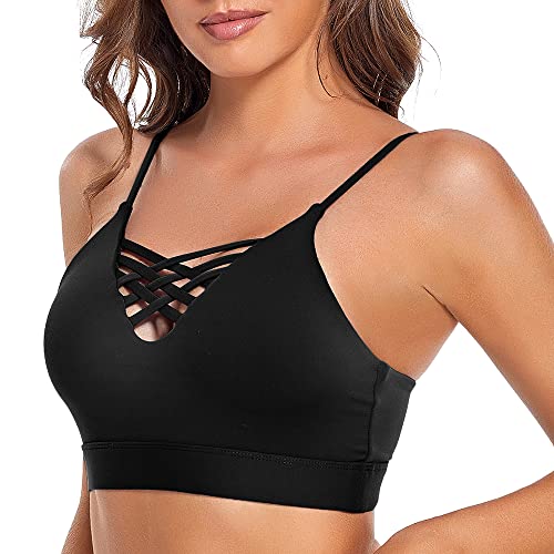 SHEKINI Sport BH Push up Bustier Damen Rücken Verkreuzt ohne Bügel Yoga Sport-BHS Atmungsaktiv Schock mit Gepolstert Fitness Lauf Yoga Bra von SHEKINI