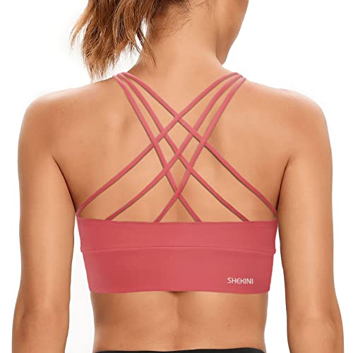 SHEKINI Sport-BH mit Rückenkreuz Push up BH ohne Bügel Cross Back Bustier Damen Gepolstert Yoga Laufen Training Fitness Bra von SHEKINI