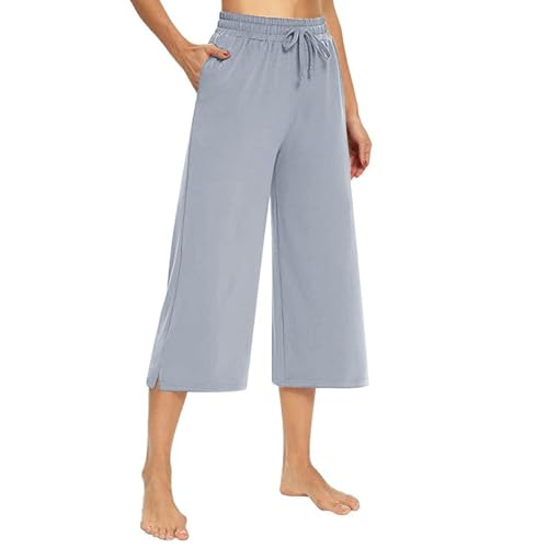 SHEKINI Sporthose Damen 3/4 Yogahose Jogginghose Stoffhose Sommerhose Leicht Damen Weite Hose Freizeithose Baggy Yoga Pants Sommer von SHEKINI