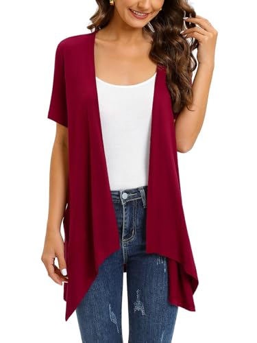 SHEKINI Strickjacke Damen Sommer Kurzarm Lang Strickjacken für Damen Elegante Cardigan lässige leichte Strickjacke Jacke mit Tasche High Low Saum SHEKINI Strickjacke Damen Sommer Kurzarm Lang Strickjacken für Damen Elegante Cardigan lässige leichte Strickjacke Jacke mit Tasche High Low Saum von SHEKINI
