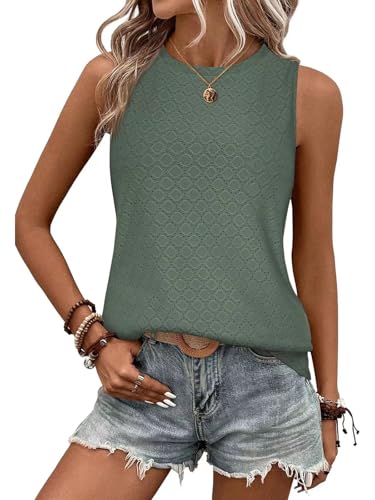 SHEKINI Tank Top Damen Sommer Oberteil T Shirt Casual Elegant Basic Blusenshirt Rundhals Ärmellos Locker Pullover Tshirt SHEKINI Tank Top Damen Sommer Oberteil T Shirt Casual Elegant Basic Blusenshirt Rundhals Ärmellos Locker Pullover Tshirt von SHEKINI
