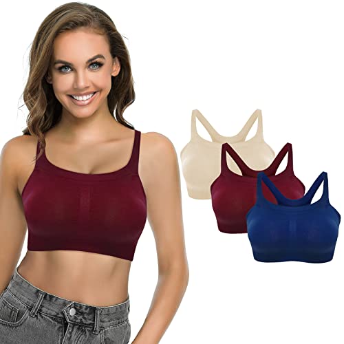 SHEKINI Damen-BHS Push up BH ohne Bügel Stretch Bustier Damen Sports BH Nahtlose mit Gepolstert für Yoga Fitness Training 3er Pack von SHEKINI