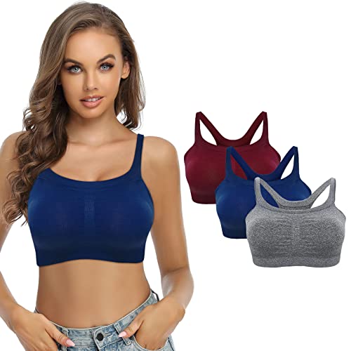 SHEKINI Damen-BHS Push up BH ohne Bügel Stretch Bustier Damen Sports BH Nahtlose mit Gepolstert für Yoga Fitness Training 3er Pack von SHEKINI