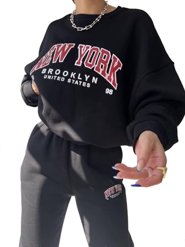 SHEKINI Trainingsanzug Damen Pullover Sweatshirt und Jogginghose Warm Kleidungsset Langarm Rundhalsausschnitt Einfarbig Zweiteiler Tracksuit Set Outfit SHEKINI Trainingsanzug Damen Pullover Sweatshirt und Jogginghose Warm Kleidungsset Langarm Rundhalsausschnitt Einfarbig Zweiteiler Tracksuit Set Outfit von SHEKINI